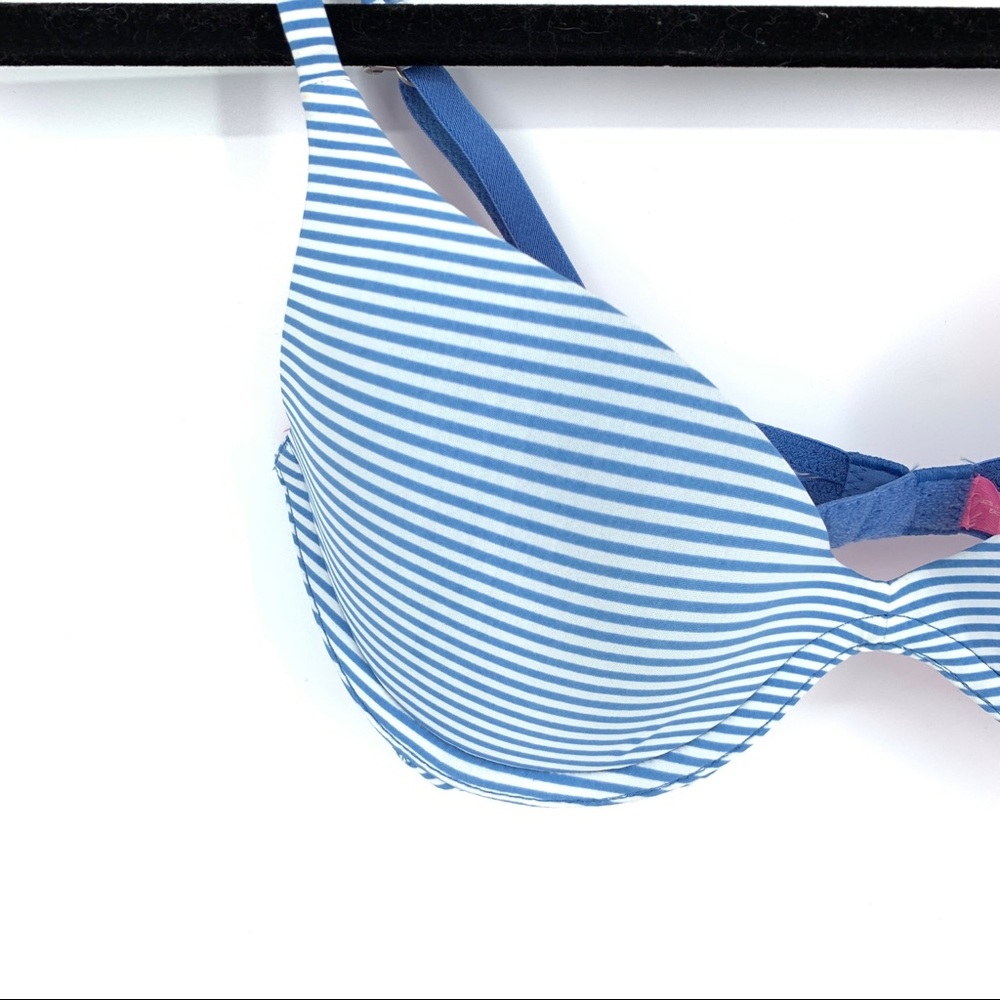 PINK Victoria’s Secret Bra 34B Scoopneck Blue White Striped Underwire
